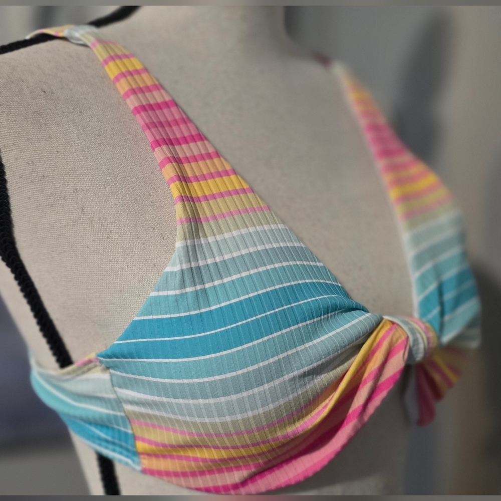 Blushing Brunette Colorful Striped Bikini Top - Picture 5 of 8